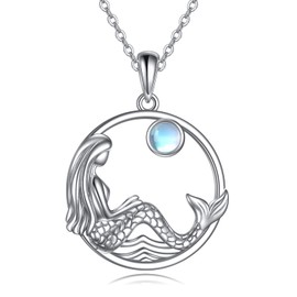 YFN Mermaid Necklace for Woman, 925 Sterling Silver Little Mermaid Pendant Necklace Ocean Mermaid Jewellery Gift for Girls Friends daughter Sister