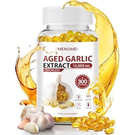 Aged Garlic Extract Odorless Softgels, 20:1 Concentrate, Daily Immune & Heart Health Support, 2 Year Aged Garlic Supplements for Men & Women, 300 Count
