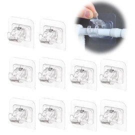 Pack of 10 Curtain Rails No Drilling Curtain Rod Holder Brackets for Curtain Rods Hooks for Curtain Rods, Towel Rods, Bathroom, Kitchen