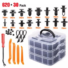 Unbranded 650Pcs Car Retainer Auto Fasteners Push Trim Plastic Clips Pin Rivet Bumper Kit