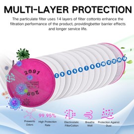 20Pcs(10Pack) 2091 Particulate Filter,Replacement for 6000 6200 6800 7000 FF-4 Item 2091 Filters,Chemicals Use for Against Dust,Torch Cutting,Chemicals