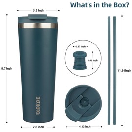 BJPKPK 26oz Stainless Steel Insulated Tumbler With lid And Straw Travel Coffee Thermal Tumblers Cup For Women And Men,Navy Blue