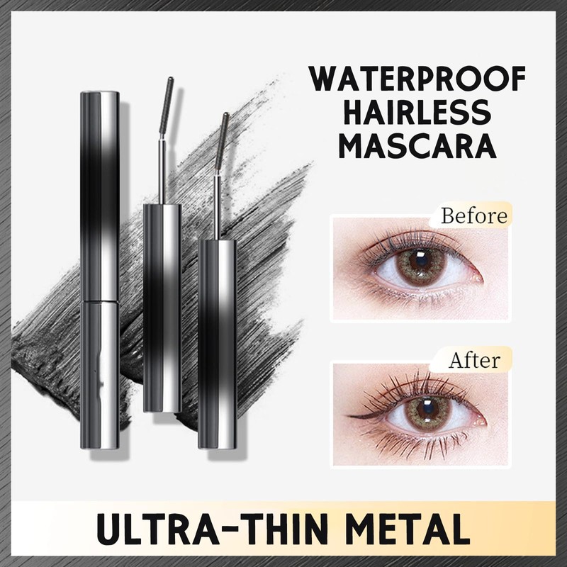 Black 3D Waterproof Hairless Mascara, Washable Ultra-thin Metal, Long Lasting