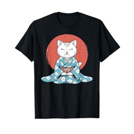 Zen Cat in Kimono Cute Japanese Style Design T-Shirt for Men Women Kids
