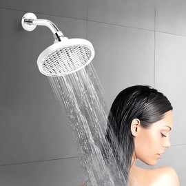 Pilarmuture Shower Arm with Decorative Cover, 6 Inches, Wall Mounted, Modern Style, Brushed Finish, Stainless Steel, 1 Setting, Includes 1pc Shower Arm & 1pc Decorative Cover