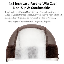 koskusder Wig Cap with Grip Band for Keeping Wigs in Place, Full Cap-wide Transparent Lace Front Wig Caps for Women, Adjustable Non-Slip Lace Wig Grip Cap for Glueless Wigs (1pcs-4x5-brown)