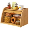 Vriccc Bread Box for Kitchen Countertop, Large Bamboo Wood Bread