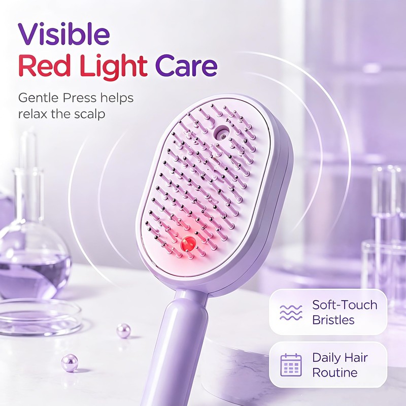 Electric Spray Air Cushion Massage Comb, Self-Clean Hair Detangler Brush