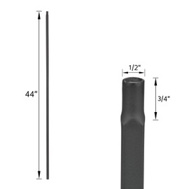 Gleefurny Balusters for Staircase Interior - Stair Railing Indoor Spindles, Iron Balusters Banister, Hollow Square, 1/2inch x 44inch, Plain Iron Balusters and Swivel Shoes (Pack of 10), Satin Black