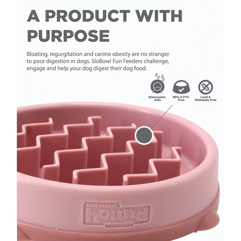 Outward Hound Fun Feeder Slo Bowl, Slow Feeder Dog Bowl,