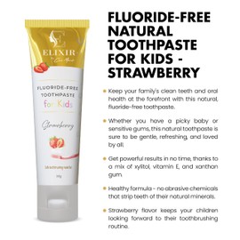 Elixir by Cocó March Fluoride Free Brightening Natural Toothpaste Strawberry Kids 5.3 Oz (100g)