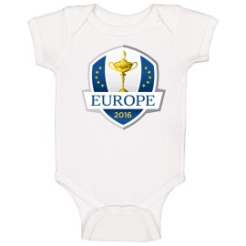 AlStyle Apparel Ryder Cup Team Europe Golf Tournament Trophy Crest Baby One Piece - 18 Months