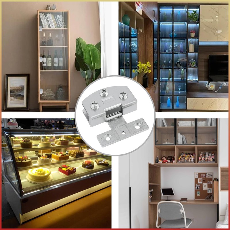 Cabinet Glass Door Hinge,2 Pcs 90 Degrees Frameless Glass Door