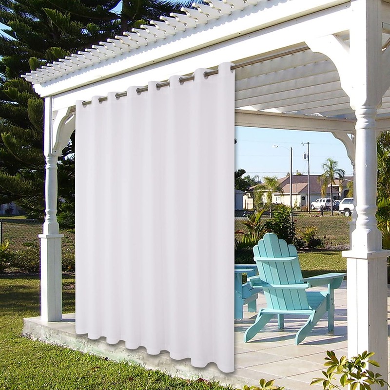 BONZER Wide Waterproof Outdoor Curtains for Patio Heavy Privacy Light