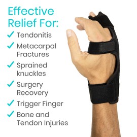 Vive Boxer Finger Splint Brace- Supports Pinky, Ring, Middle Metacarpals and Knuckles - Right or Left Adjustable Hand Brace - Straightening for Trigger Finger, Injury, Fracture, Broken, Tendonitis (7.75 inch)