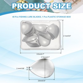 PATIKIL Fishing Lure Blades, 40 Pack 1" x 0.7" Fishing Spinner Baits Willowleaf Lures Spinners Making Part with Plastic Storage Box for Bait Accessories, Silver Tone