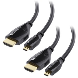 Cable Matters Paquete de 2 cables HDMI a Micro HDMI de alta velocidad (Micro HDMI a HDMI) Preparado para resolución 4K - 6 pies