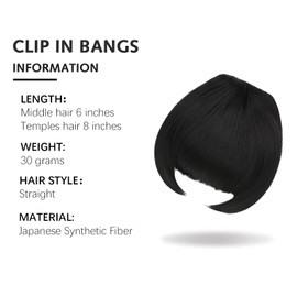 SHEDOWIG Bangs Hair Clip in Bangs Synthetic Hair Extensions Front Fringe French Bangs with Temples Hairpiece