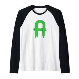 Creative Bold Green Letter A - Design Alphabet - Marker Raglan Baseball Tee