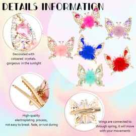 6 Pcs Flying Butterfly Hairpin 2023 Moving Butterfly Hair Clips Elegant Metal Side Clip Moving Flying Butterfly Shiny Hair Clips Barrettes for Women Girls Hairpin with Moving Wings