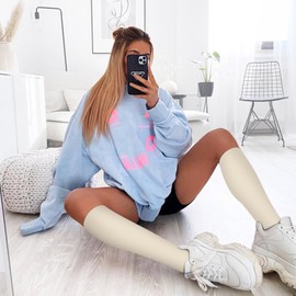 BLONGW Compression Socks for Men Women, 6 Pairs Knee Stockings, Support Stockings, Compression Socks for Sports, Flight, Running, Travel, Cycling, 6107-Assorted, L-XL