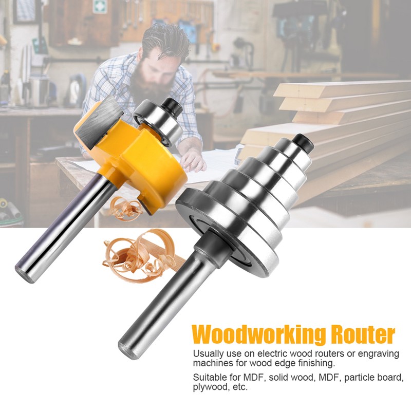 1/2"H - 1/4" Shank Rabbet Router Bit with 7 Bearings