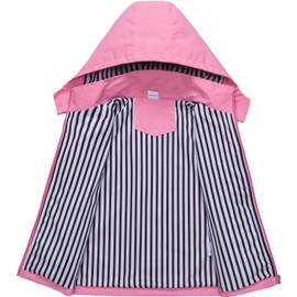 IjnUhb Kids Rain Jacket Waterproof Raincoat with Removable Hood for Boys Girls Solid Pink 3/4