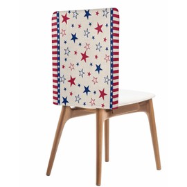 Wotrend 4th of July 4 Pcs Chair Back Covers for Dining Chairs, Red Blue Star Patriotic Linen Texture Removable Washable Dining Chair Covers for Home Kitchen Restaurant Party Holiday Decor