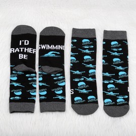 PXTIDY 2 Pairs Funny Swimming Socks - Swimmer Gifts for Swimming Lovers