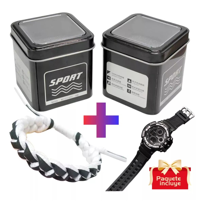CACTUS ARCOIRIS Set Reloj Digital Caballero Relog Deportivo Pulsera Hombre