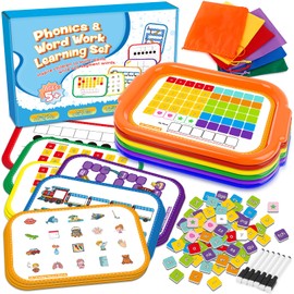 Edulok Phonics Games Magnetic Tray Letter Tiles for Kids, Phonemic Awareness Science of Reading Manipulatives Sight Words, Toddler Learn to Read Spelling Rhyming Games Kindergarten Classroom Must Have