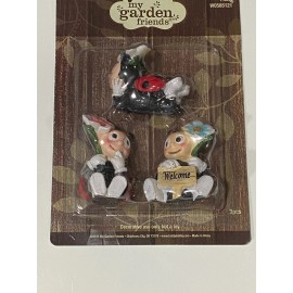 TINY GARDEN FRIENDS 3 PC NEW MY GARDEN FRIENDS 2"-2.5" PLAYFUL LADYBUGS TRAY DOLLHOUSE CRAFT FLORAL