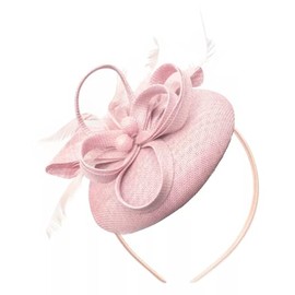 Caprilite Bead Round Pillbox Loop Sinamay Headband Fascinator for Women Wedding Ascot Races[Blush Pink]