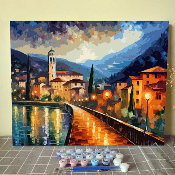 Tucocoo Italian Town Paint by Numbers Kits with Brushes and