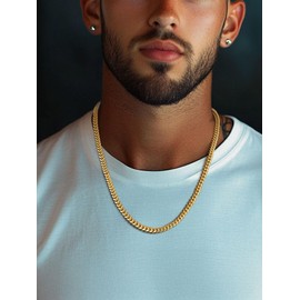 Long Chains for Men & Women 18K Gold Plated Necklace Collar Gift for Boy