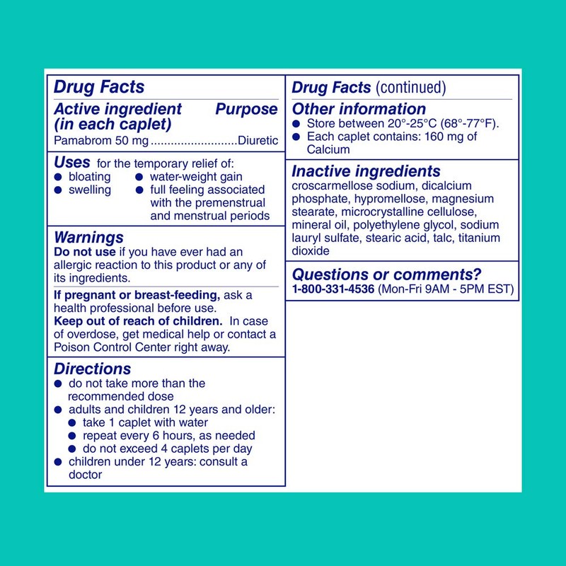 Midol Bloat Relief Caplets with Pamabrom, Relieve Bloating Symptoms Before