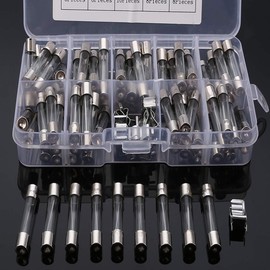 VEGET 6x30MM Fast-Blow Glass Fuses Assorted Kit 72pcs 9 Values 250V 0.5 1 2 3 5 10 15 20 30A Amp Tube Fuses with 10 PCS Fuses Seat Replacement Quick Blow Fuse for Car Truck Motorcycles SUV Boats