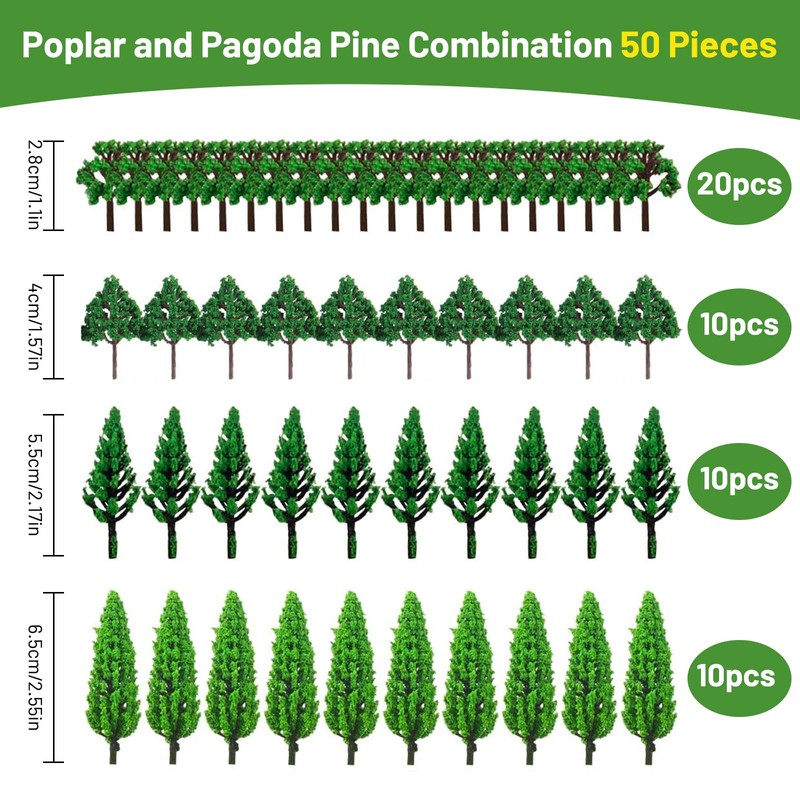 HSMHLYYB Pack of 50 Model Trees Miniature, Trees Railway Landscape