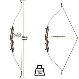 TOPARCHERY Recurve Bow for Adult & Youth Beginner, 62" Wooden Takedown Recurve Hunting Bow for Outdoor Training Practice Right Handed 40lbs