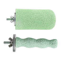 2 Pcs Parrot Perch, Bird Perch for Cage with Wavy and Ice Cream Design, Natural Beak and Nail Trimmer for Small Birds, Includes 2 Perches in Matcha Green
