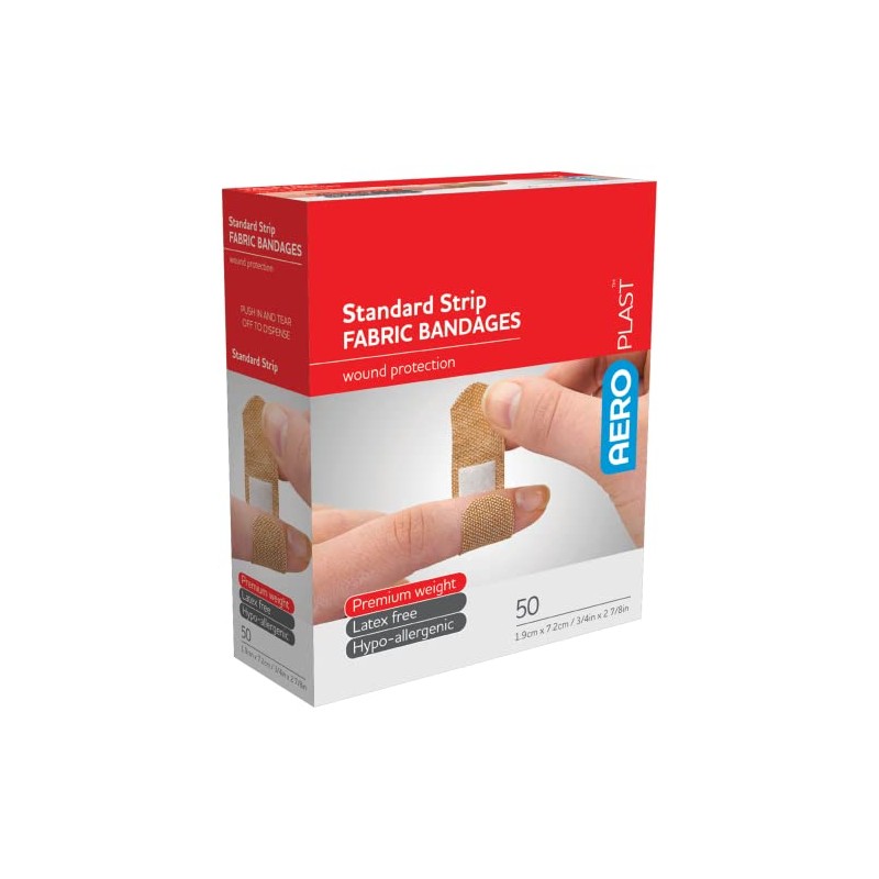 AeroPlast Premium Fabric Standard Strip Plasters, Box of 100
