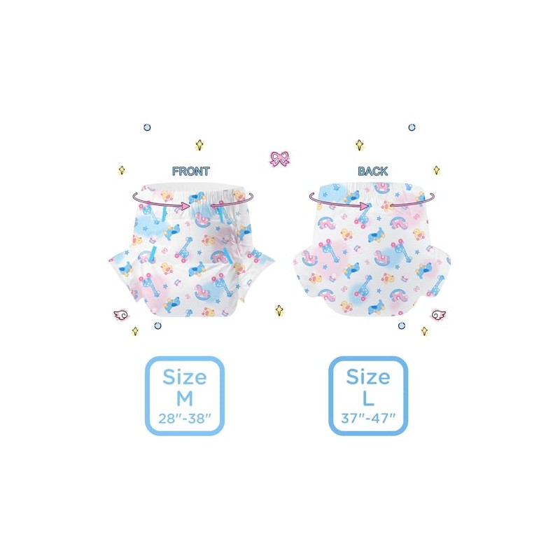 CutiePlusU Adult Nappies, Pack of 2, Disposable Incontinence Briefs with
