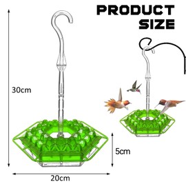 Yharnamite Hummingbird Feeder, 30 Ports Outdoor Hanging Feeder with Built-in Ant Moat & Bee Proof, Durable Garden Decoration for Attracting Hummingbirds - Easy to Clean & Refill (Green)