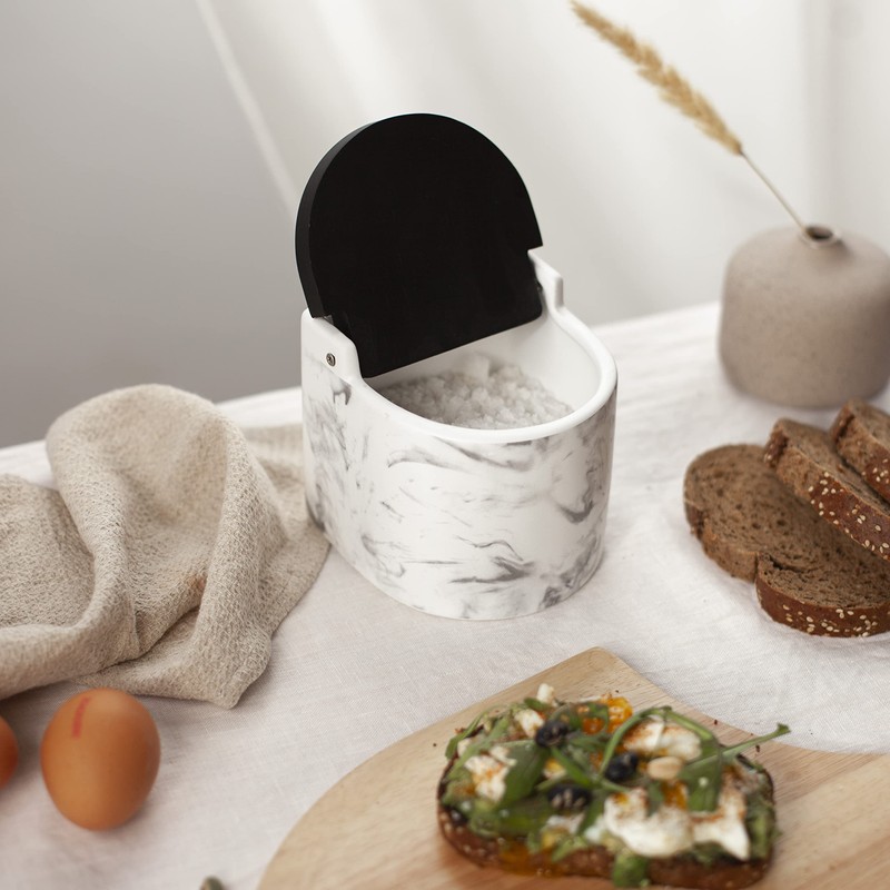 KOOK TIME Salt Jar with Lid, Salt Container for Kitchen,