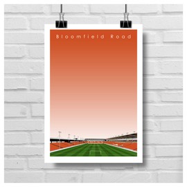 GroundDesigns BLACKPOOL FC Football Gift BLOOMFIELD ROAD Stadium Art Unframed A3 Print