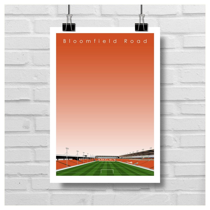 GroundDesigns BLACKPOOL FC Football Gift BLOOMFIELD ROAD Stadium Art Unframed