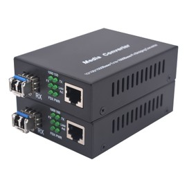 Single Mode LC Gigabit Fiber Media Converter - Include 2 SFP Transceiver 20Km (12.4 Miles), Wavelength 1310nm, LC to UTP Cat5e 10/100/1000 RJ-45 –Gigabit Ethernet Speed, A Set