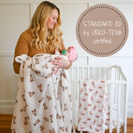 LollyBanks Swaddle Blanket | 100% Muslin Cotton | Gender Neutral Newborn and Baby Nursery Essentials for Girls and Boys, Registry | Baby Tiger Cub Print