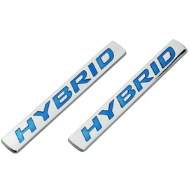 2X Hybrid Emblem 3D Metal Left n Right Door Fender Tailgate Badge Sticker Logo Nameplate for Universal Hybrid Car Truck (Chrome Blue)