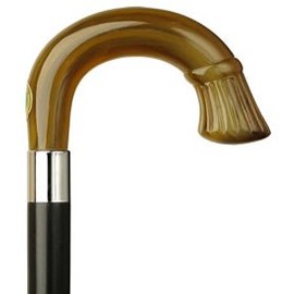 Crown Nose Crook Cane Black Maple Shaft, Horn Handle  -Affordable Gift! Item #DHAR-9120831